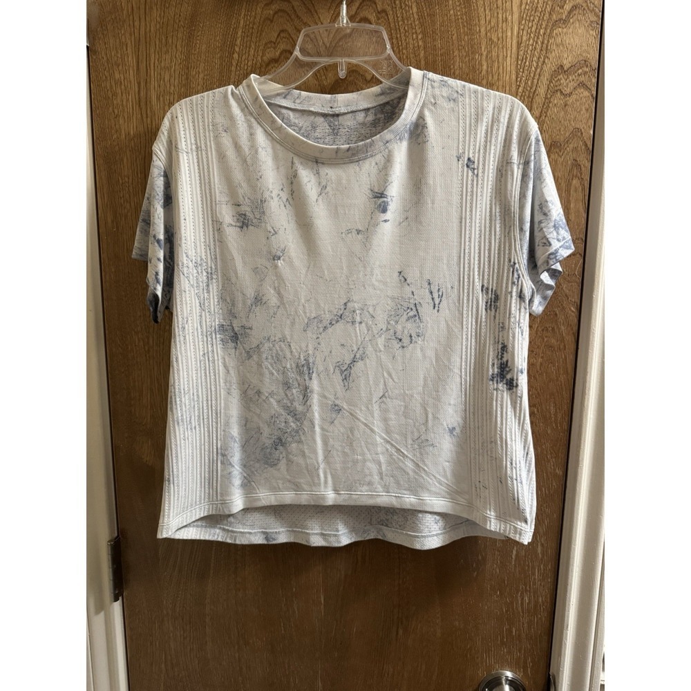 LULULEMON Stretchy Crew Short Sleeve Active Top Marble Dry-fit Style Light L/XL